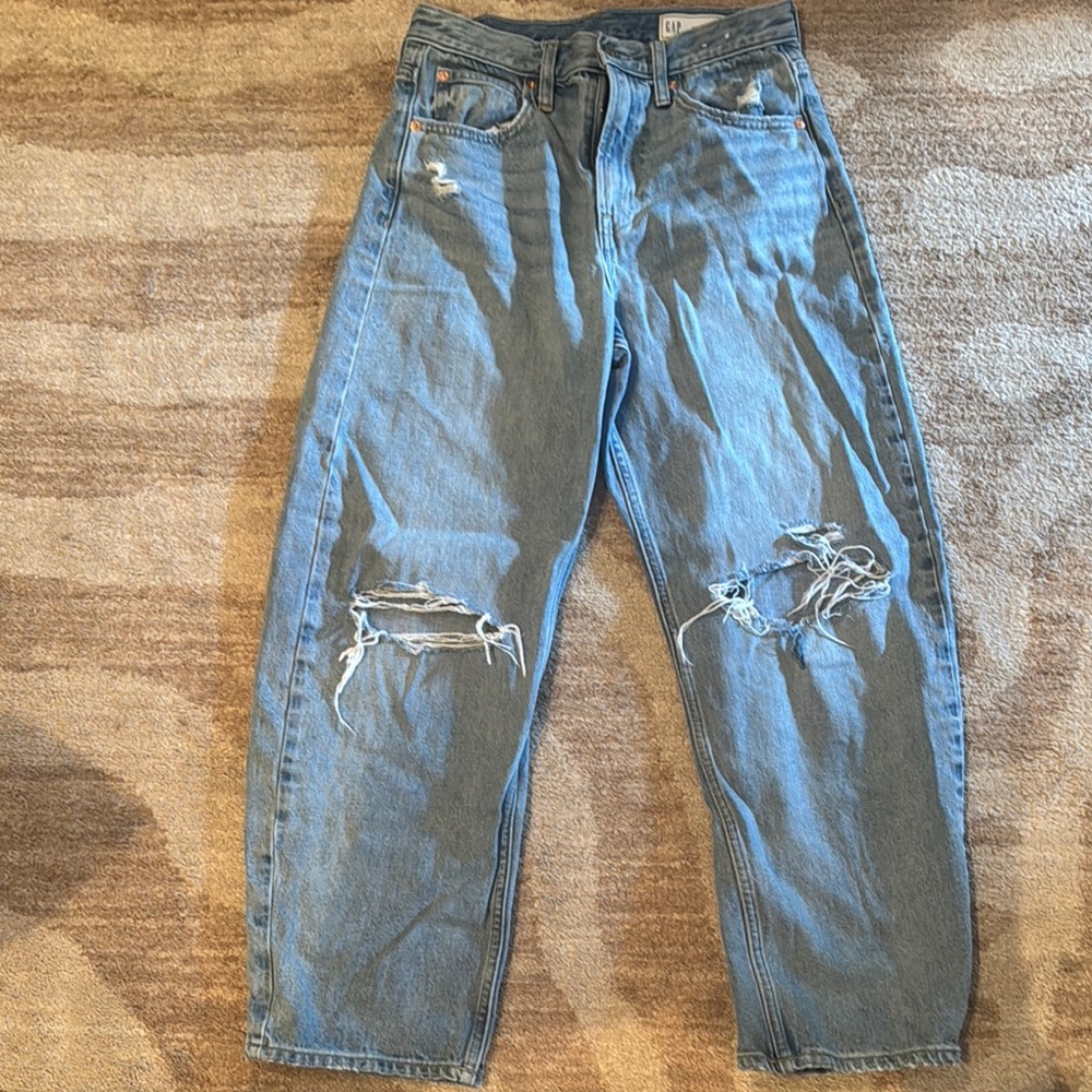 GAP Relaxed Fit Light Blue Distressed Jeans